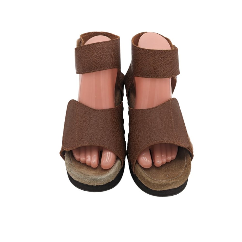 Women's Vintage Wedge Platform Sandals Open Toe Studded Leather Velcro Sturdy